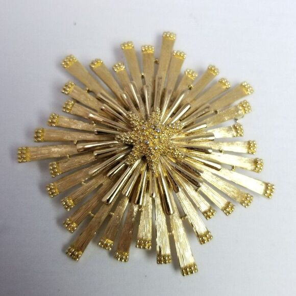 Vintage Monet Atomic Star Sun Starburst Brooch Pin Pendant MCM Vintage Jewelry - Picture 6 of 7